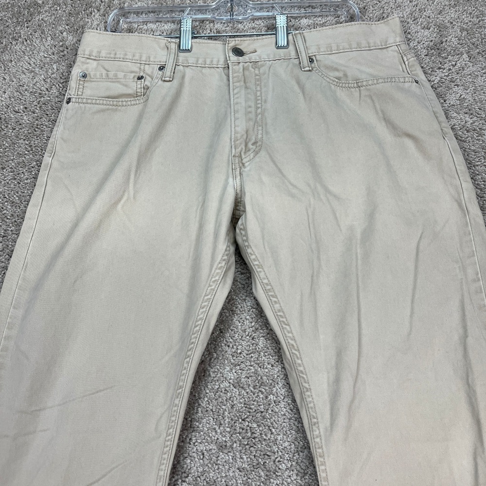 Levis 514 Pants Mens 36x32 Khaki Tan Straight Fit 5 Pocket Twill Chino Classic - Picture 2 of 14